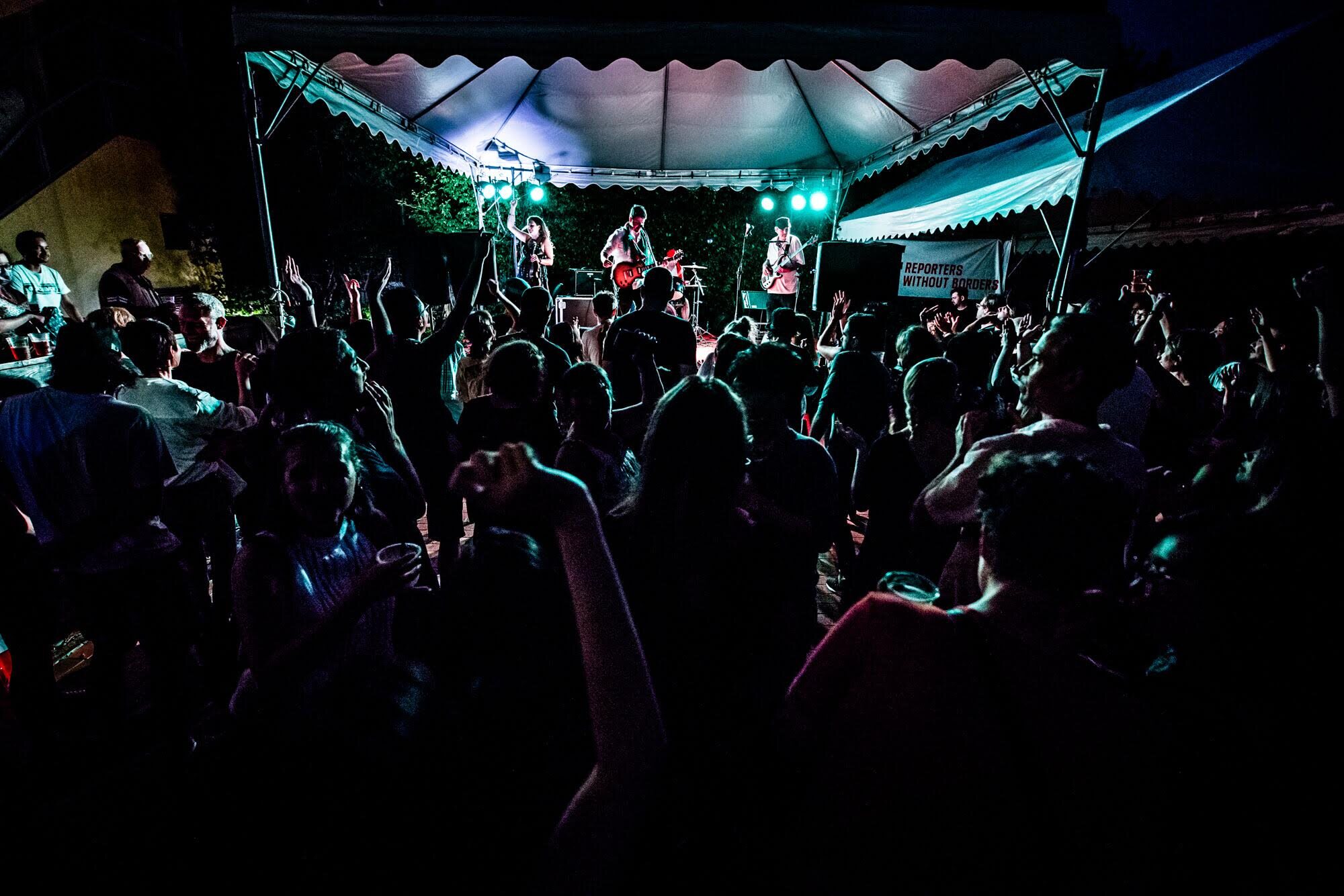 Balkazar performing for a packed crowd at the Daniel Pearl Music Festival