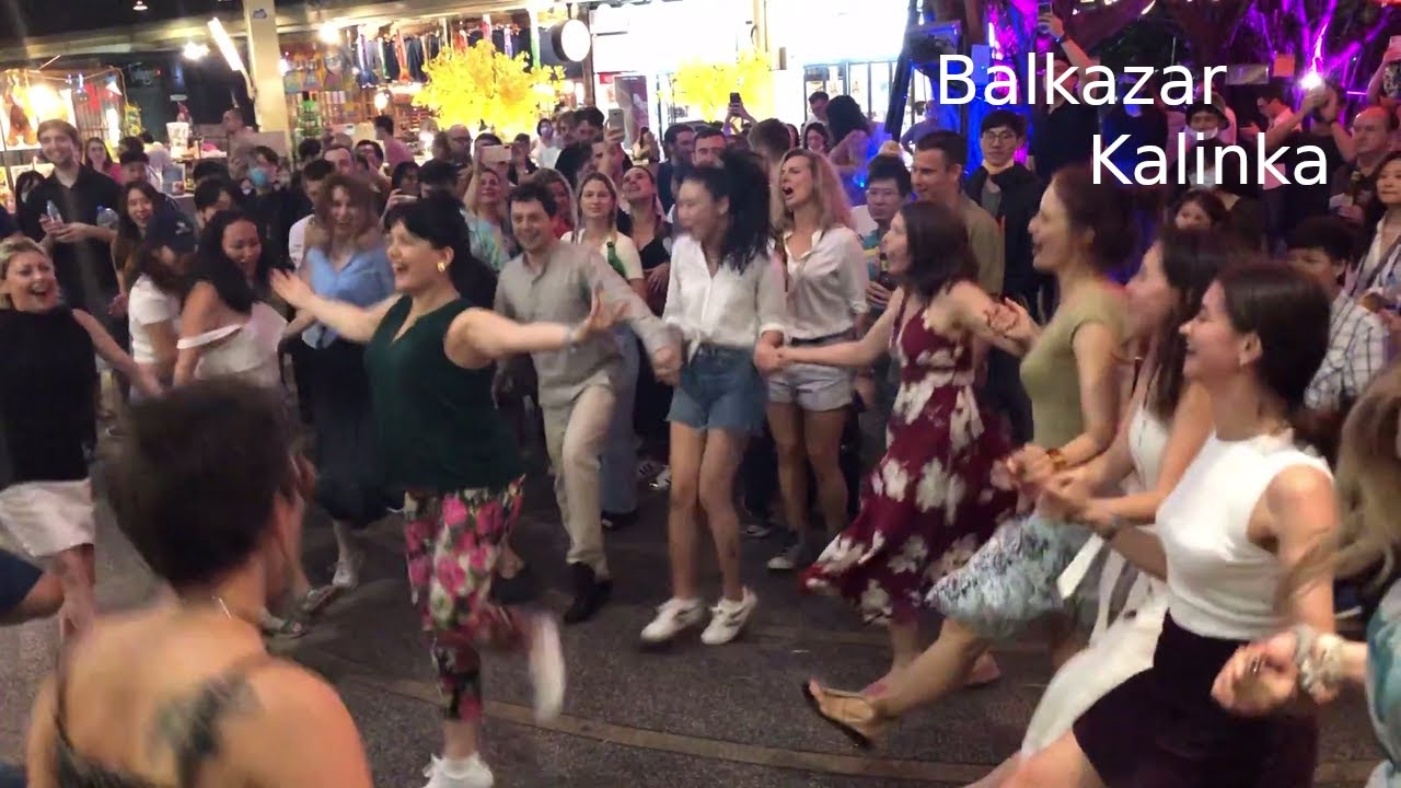 People dancing while Balkazar performs Kalinka live